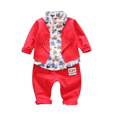 

TAIAOJING Fall/Winter Baby Boy Girl Clothes Suit Christening Kid Wedding Formal Gentry Bow Tuxedo Party Set Bodysuit Outfits 2-3 Years