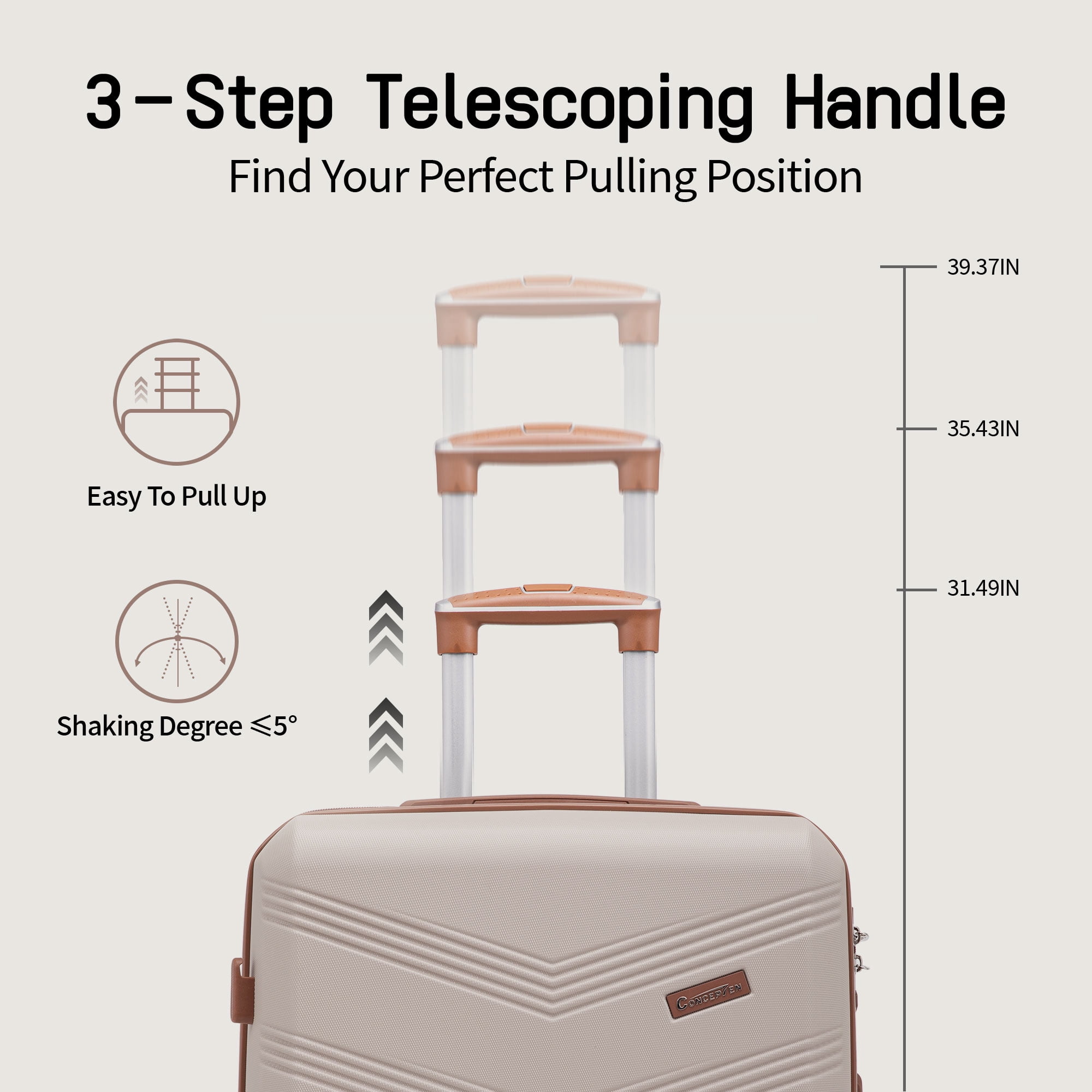 CONCEPZEN 5-Piece Expandable Hardshell Luggage Set with Spinner Wheels TSA Approved Carry On 20-Inch & Checked 24/28-Inch Lightweight Suitcases Suitable for Business and Family Travel