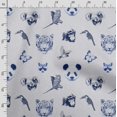 thumbnail image 3 of Soimoi Animals Printed, Cotton Satin Spandex, Sewing Fabric by The Yard 54 Inch Wide, Decorative Fabric for Dresses and Home Accents, Blue & White, 3 of 5