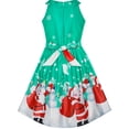 thumbnail image 3 of Girls Dress Christmas Santa Snow Xmas Party Turquoise 7, 3 of 6