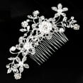 thumbnail image 3 of Visland Women Hair Side Combs, Fashion Shiny Rhinestone Faux Pearl Silver Flower Hairpin Hair Clips for Brides and Bridesmaids Wedding Accessory, 3 of 8