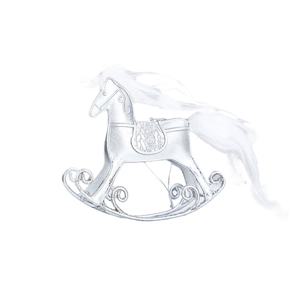 chaungfeng 2026 Horse Decorative Hanging Ornament, Christmas Decoration Home Christmas Rocking Horse Figurine for Garden Home Office Desk Decor Festival Gift, Silver