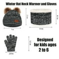 thumbnail image 4 of Toddler Kids Knit Beanie Hat Scarf Gloves Set, Winter Warm Double Pompom Cap with Scarf Gloves for Girls Boys 1-5 Years Old (Black Mix), 4 of 5