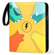 PTCG Trading Card Binder 4 Pocket，Card Binder 400 Pockets Card Book Holder Cards with 50 Removable Sleeves, Zip Design MTG/TCG/Sport Collectible Trading Card Albums Gifts for Boys and Girls