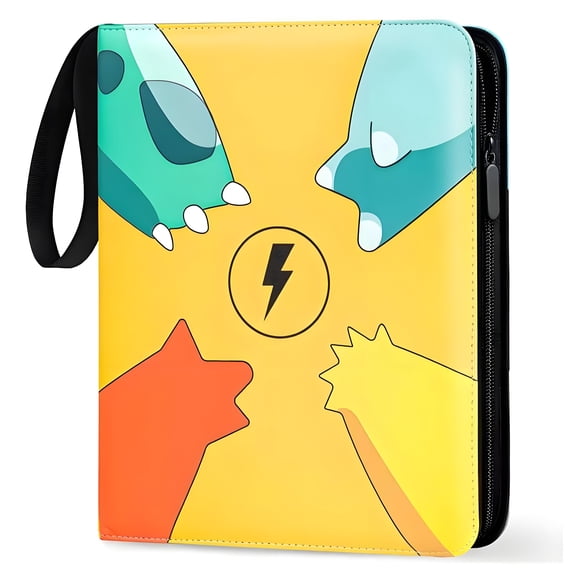 PTCG Trading Card Binder 4 Pocket，Card Binder 400 Pockets Card Book Holder Cards with 50 Removable Sleeves, Zip Design MTG/TCG/Sport Collectible Trading Card Albums Gifts for Boys and Girls