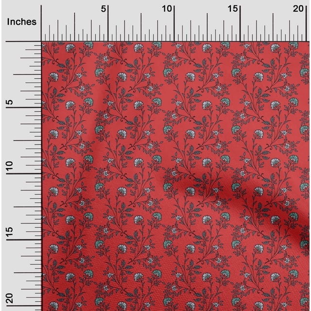 oneOone Cotton Poplin Fabric Leaves & Floral Block Decor Fabric Printed BTY 56 Inch Wide