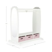 Guidecraft Kids' Dress Up Storage - White: Pretend Play Wardrobe, Costume Armoire and Clothes Organizer with Mirror and Clothing Rack