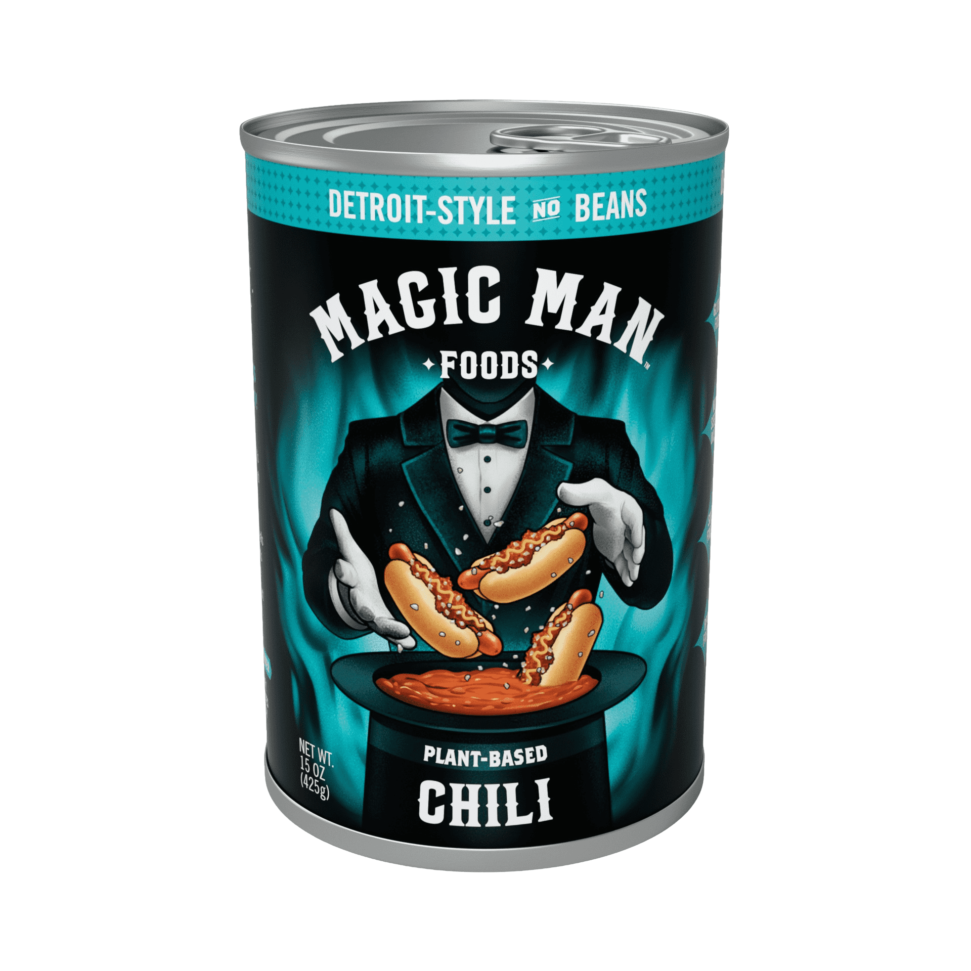 Magic Man Plant Based White Bean Green Chile Chili, 15oz Can, Vegan, Gluten free, Soy free, Seed Oil free