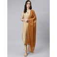thumbnail image 3 of Janasya Indian Women's Beige Chanderi Silk Solid Kurta with Pant and Dupatta, 3 of 10