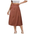 thumbnail image 2 of A line Skirts Women Button Spring Summer Age Reduction Solid Color Version Elastic Waist Mid Length Casual Womens Skirt Hot Pink One Size, 2 of 5