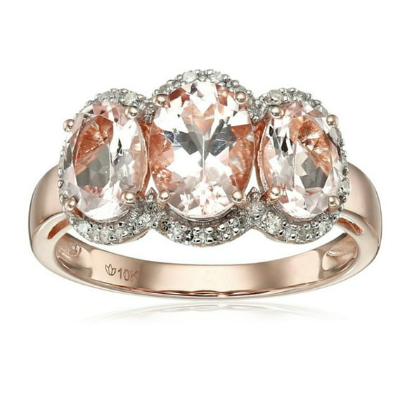 10KT Gold Morganite And Diamond Ring