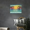 thumbnail image 2 of Palm Tree Beach Decor Wall Art Sea Ocean Coastal Nautical Summer Landscape Just Breathe Pictures Wall Decor Canvas Painting Prints Modern Home Artwork Framed for Bathroom Living Room 16"x12", 2 of 6