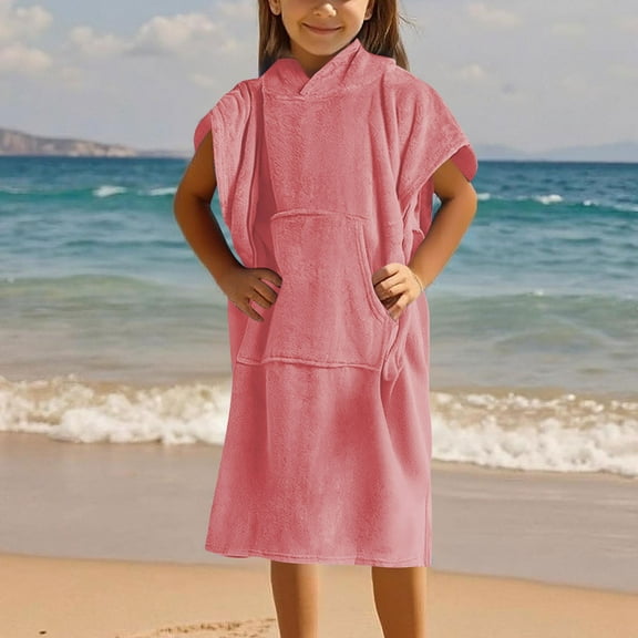 hengsof Kids Changing Robe Surf Poncho Kids Beach Towels Hooded Towel for Toddler Bath Pool Quick Dry Wearable Towel Poncho with Hood Swim Towel for Boys Girls 8-14 Years