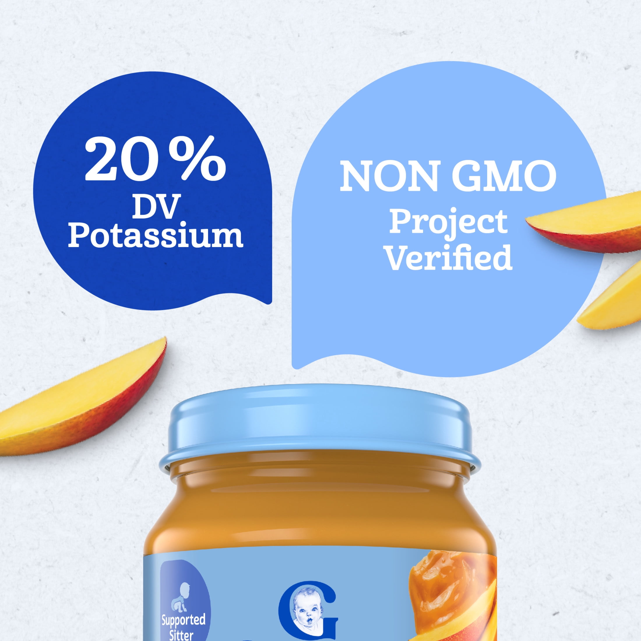 (6 pack) Gerber 1st Foods Natural for Baby Baby Food, Mango, 4 oz Jar