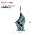 thumbnail image 4 of Alpine Hanging Blue Artful Wooden Birdhouse, 12 Inch Tall, 4 of 12