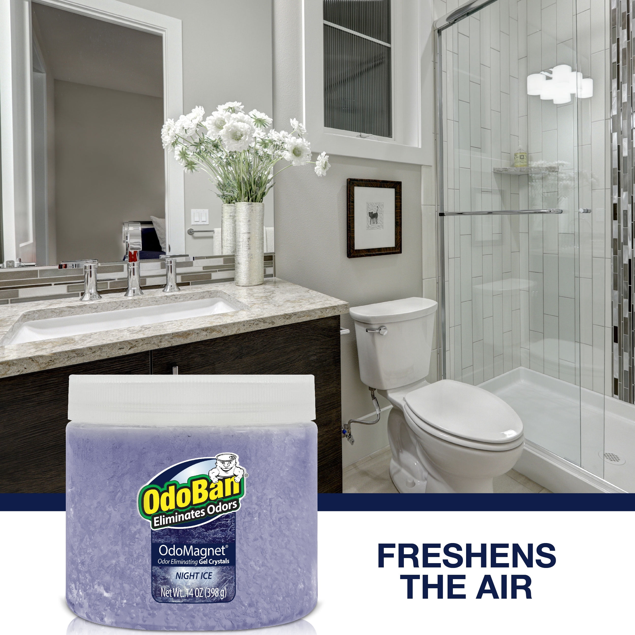 OdoBan OdoMagnet Odor Eliminator Gel Crystals, 14 Ounce 12-Pack, Night Ice Scent