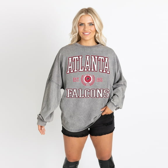 Women's Gameday Couture Gray Atlanta Falcons Oversized Final Score Snow Wash Long Sleeve T-Shirt
