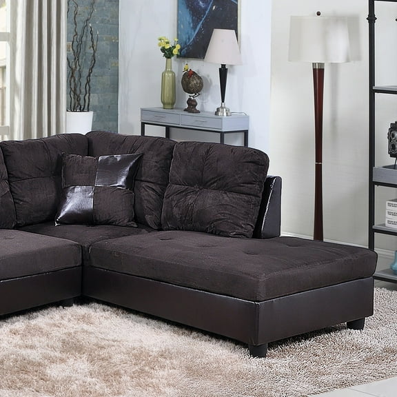 Star Home Living Corp Chris Microfiber Fabric Right Facing Sectional in Espresso