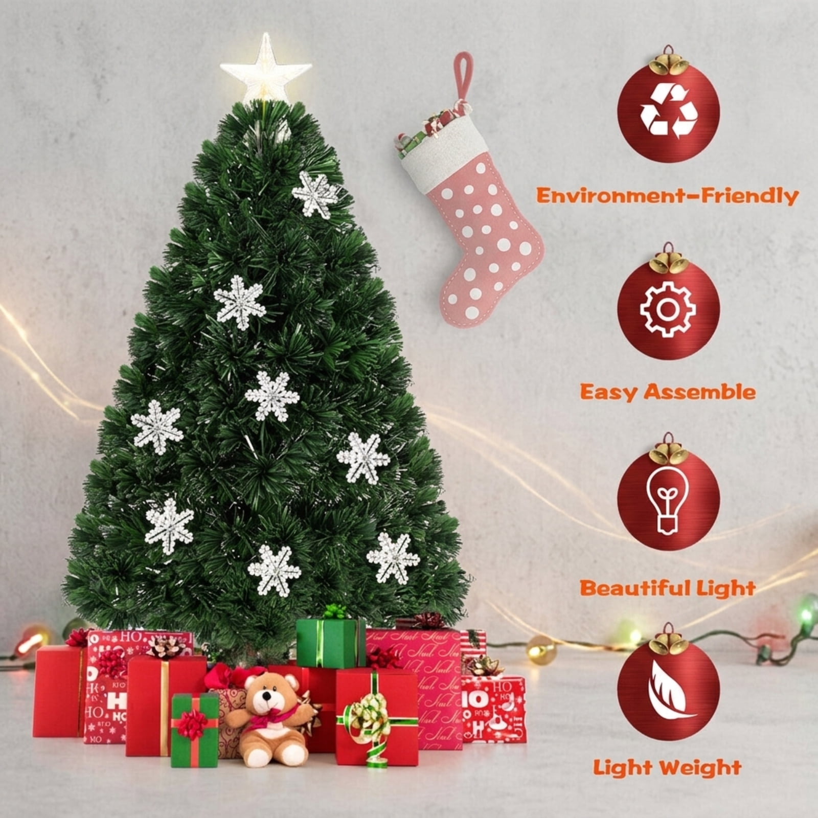 RUIE, 3 ft, Artificial Christmas Tree, with 21 LED Lights, 170 Branch Tips, Green Holiday Xmas Tree for Indoor Home Office Decoration