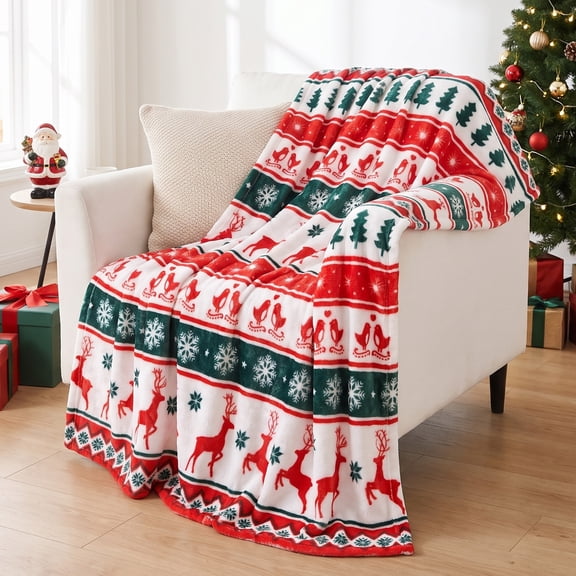 GOGREEN Cozy Blanket Printed Blanket Throw Christmas Blanket - 300 GSM Fleece Blanket Throw Size Blanket for Home Decoration, Ultra Soft Blanket Microfiber Throw Blanket (Throw - 50" x 60")