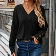 thumbnail image 6 of Lenpel Long Sleeve Tops for Women Cotton Casual V Neck Ribbed Knitted Pullover Tunic Shirts Lightweight Fall Sweaters, 6 of 7