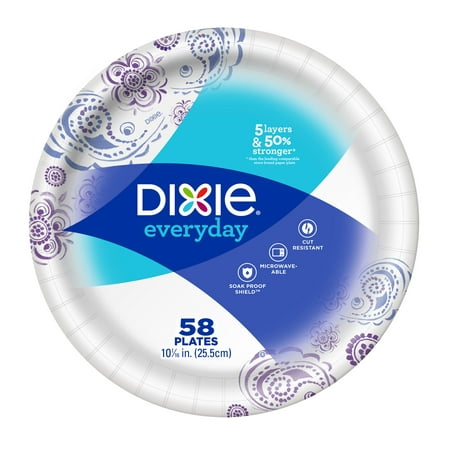 Dixie Everyday Paper Dinner Plates, 10 1/16u0022, 58 Count