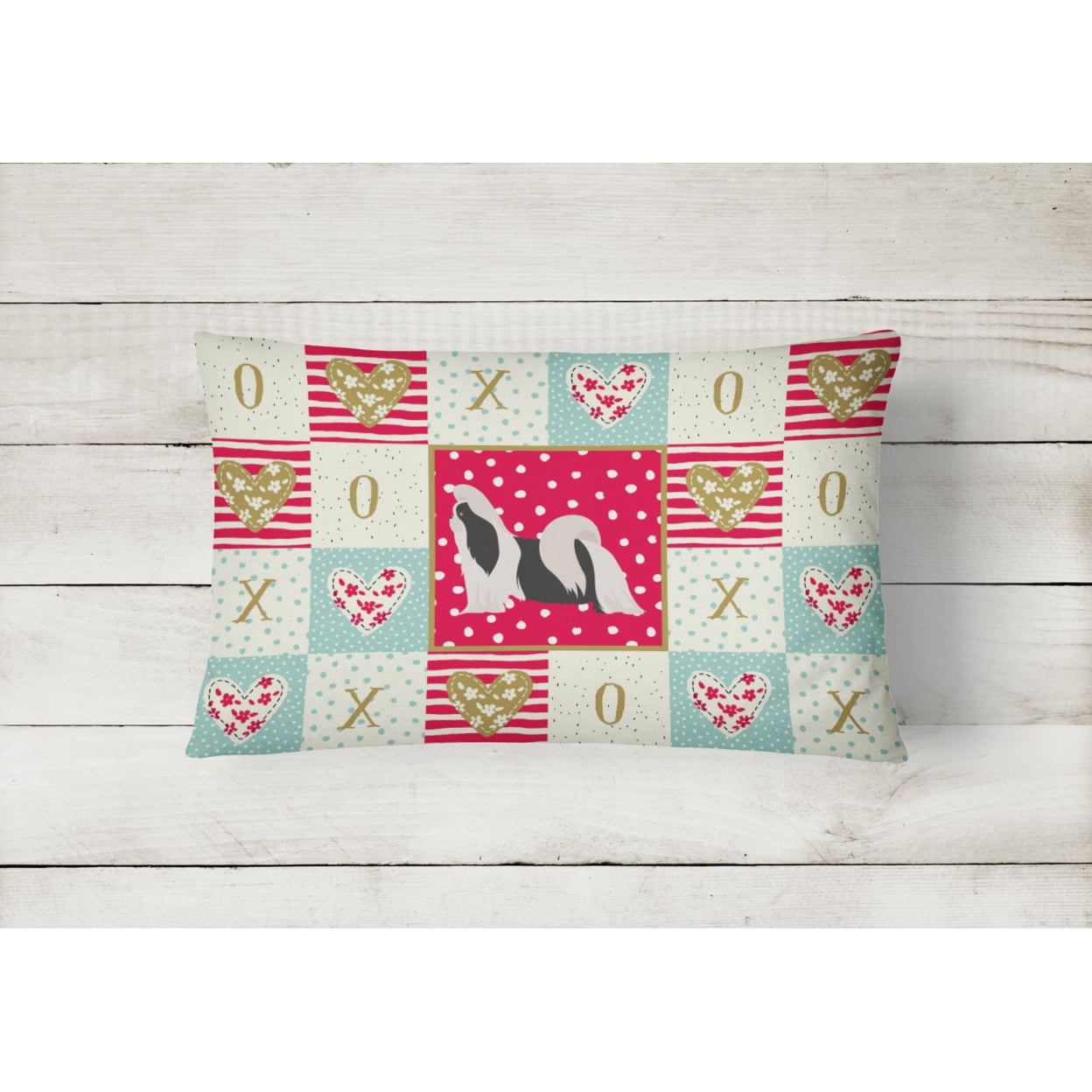 Carolines Treasures CK5843PW1216 Imperial Shih Tzu Love Canvas Fabric Decorative Pillow, Red, 12H x16W, multicolor