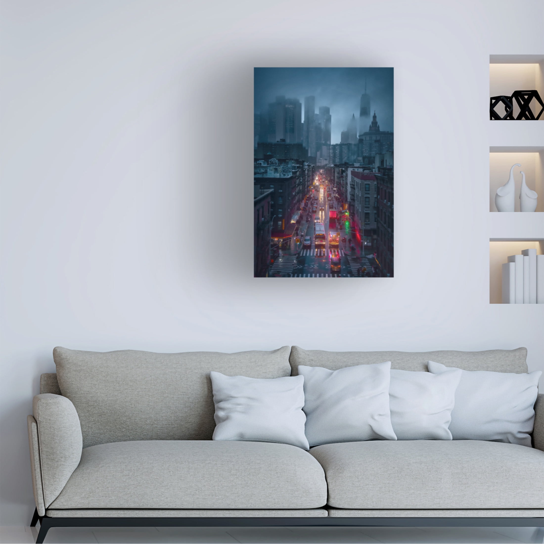 Trademark Fine Art Javier de la Raining China Town Canvas Wall Art