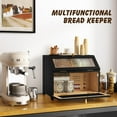 thumbnail image 5 of Double Layer Bread Box with Golden Trim for Kitchen Countertop, Wooden Bread Container for Kitchen Counter, Corner Bread Storage for Homemade Bread, 5 of 6