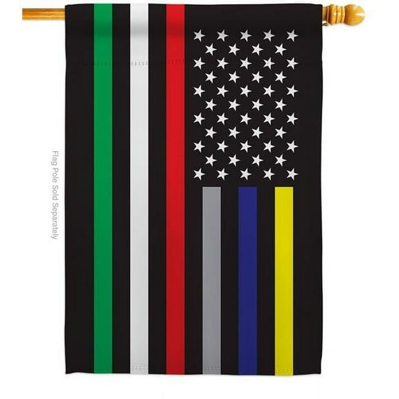 Americana Home & Garden H140927-BO 28 x 40 in. US First Responders Line House Flag with Armed Forces Service Double-Sided Decorative Horizontal Flags Decoration Banner Garden Yard Gift