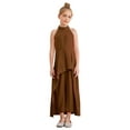 thumbnail image 1 of LiiYii Girls Summer Birthday Jumpsuit for Wedding Pageant Party Ruffle Rompers Flare Bell Bottom Coffee 10, 1 of 6