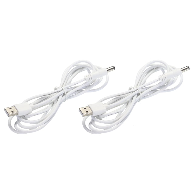 Cable de alimentación USB a DC de 2 M, cable de alimentación de 5V de 5.5mm x 2.5mm, blanco para mini ventilador, cámara, dispositivos de tabletas, 2 Pcs