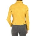 thumbnail image 3 of New HOT Women Lambskin Real Leather Yellow Jacket Motorcycle Quilted Slim Fit Coat W132, 3 of 4