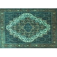 thumbnail image 1 of Ahgly Company Machine Washable Indoor Rectangle Persian Turquoise Blue Traditional Area Rugs, 5' x 7', 1 of 4