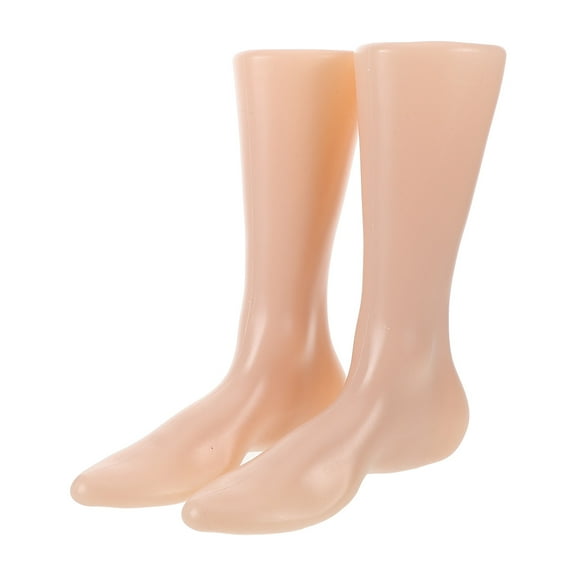 2 Pcs Mannequin Foot Sock Model Fake Shoes and Socks Display Stand Men Women Beige