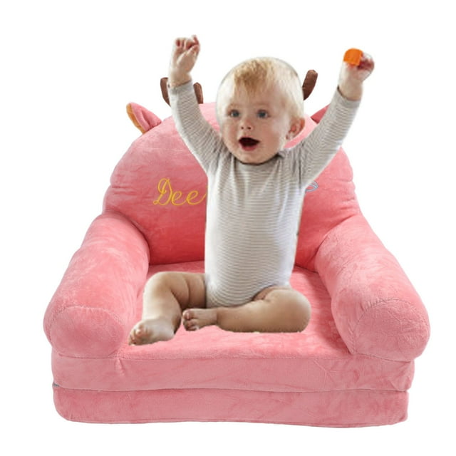 Foldable Sofa Cute Cartoon Shape, Comfortable Multifunctional Kids Couch, Fold Out for Home Kindergarten