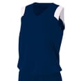 thumbnail image 2 of A4 Moisture Management V-Neck Muscle For Women in Navy/White NW2340, 2 of 2