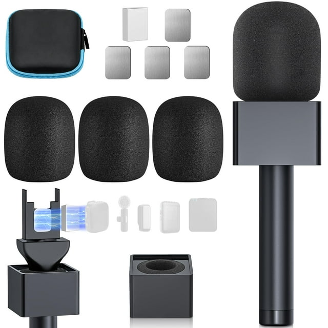 Manija de micrófono portátil GAHOGA para DJI Rode Wireless GO con 3 filtros antipop