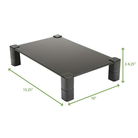 Mind Reader - 4 Leg Glass Monitor Stand - Black