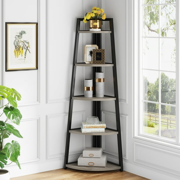 TribeSigns 70 inch Tall Corner Shelf, Industrial 5 Tier Corner ...