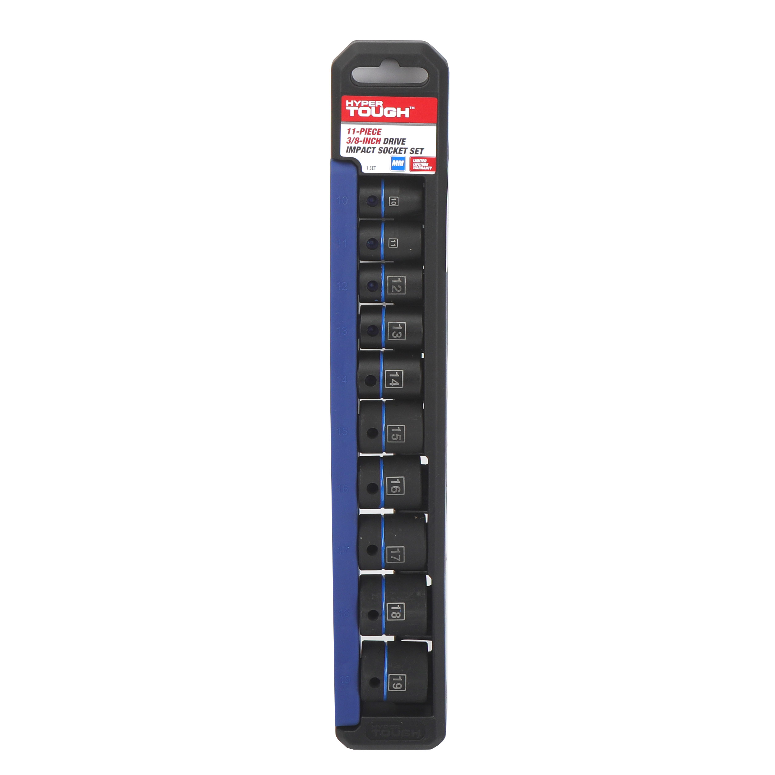 Juego de 11 piezas de dados de impacto métricos de 3/8 pulgada Hyper Tough (mm) 7