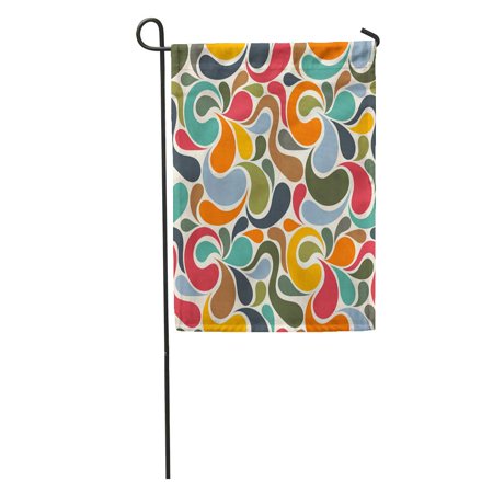 SIDONKU 1970S Retro Abstract Pattern 1950S Curly Graphic Floral Color Summer Garden Flag Decorative Flag House Banner 12x18 inch