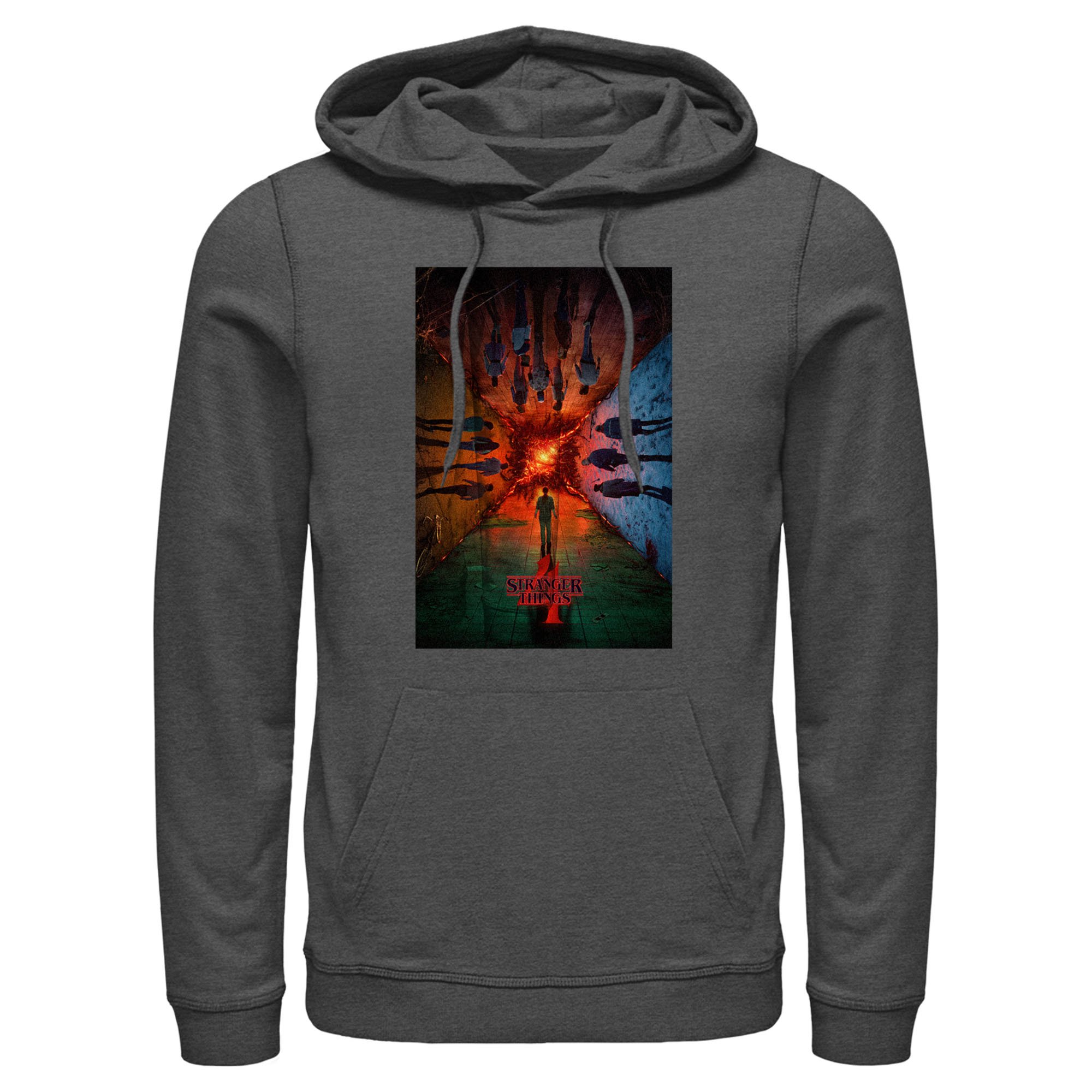 Netflix Men's Stranger Things The Rift Has Many DiNetflix Men'sions Poster Pull Over Hoodie Charcoal Heather X Large