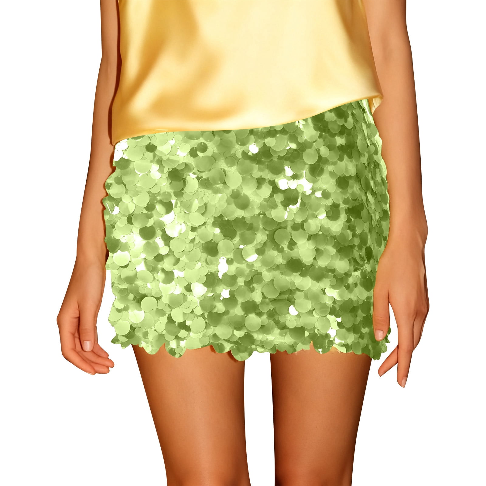 Women's Sequin Sparkly Mini Skirt Low Waist Bodycon Party Club Shorts Micro Glitter Skirts Rave Outfit