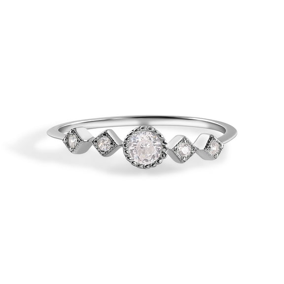 925 Sterling Silver Nickel Free Rhodium Plated Pave Clear CZ Ring White Jewelry Female Size 5