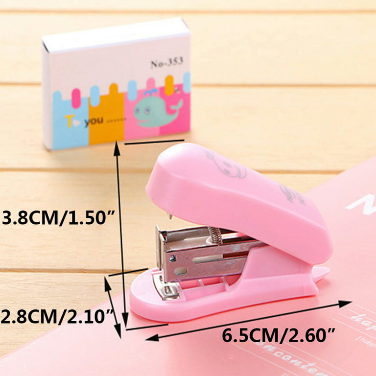 Cute Pink Office Desk Supplies Set Stapler Tape Dispenser, 24/6 Rose Gold  Staples, Desktop Stationery Kit Set for Office School Student(Pink)