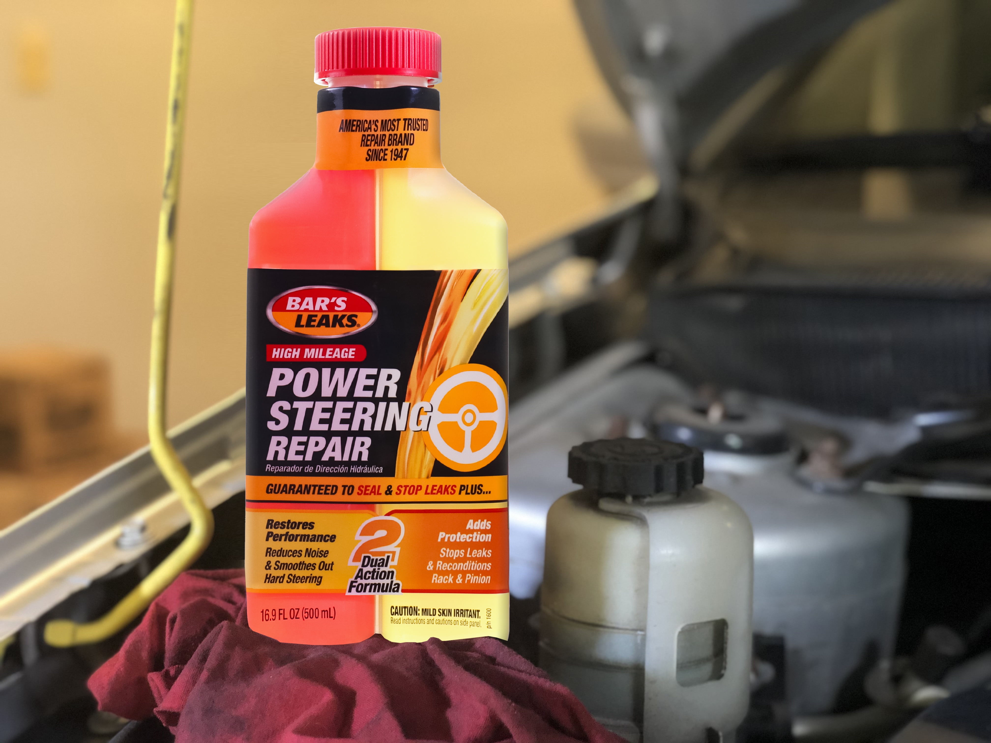 (2 pack) Bar's Leaks 1600 High Mileage Power Steering Fluid Repair, 16.9 oz