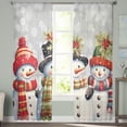thumbnail image 2 of Christmas Semi Sheer Curtains 108 Inch Length 2 Panels Set, Xmas Berry Winer Snowflake Snowman Grey Sheer Kitchen Curtain Privacy Voile Window Curtain for Living Room Bedroom Rod Pocket Drapes, 2 of 7