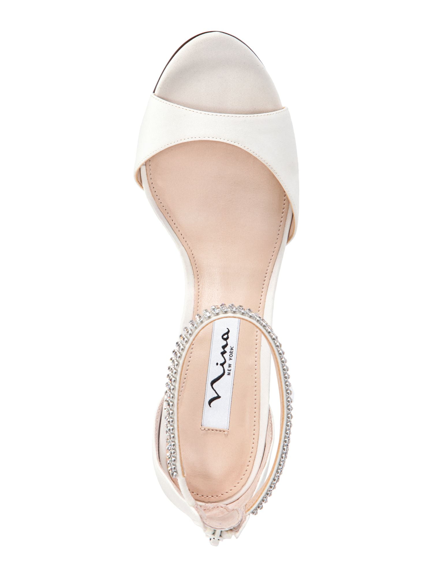 NINA Womens Ivory Ankle Strap Rhinestone Cushioned Volanda Almond Toe  Stiletto Zip-Up Dress Sandals Shoes 9.5 M - Walmart.com