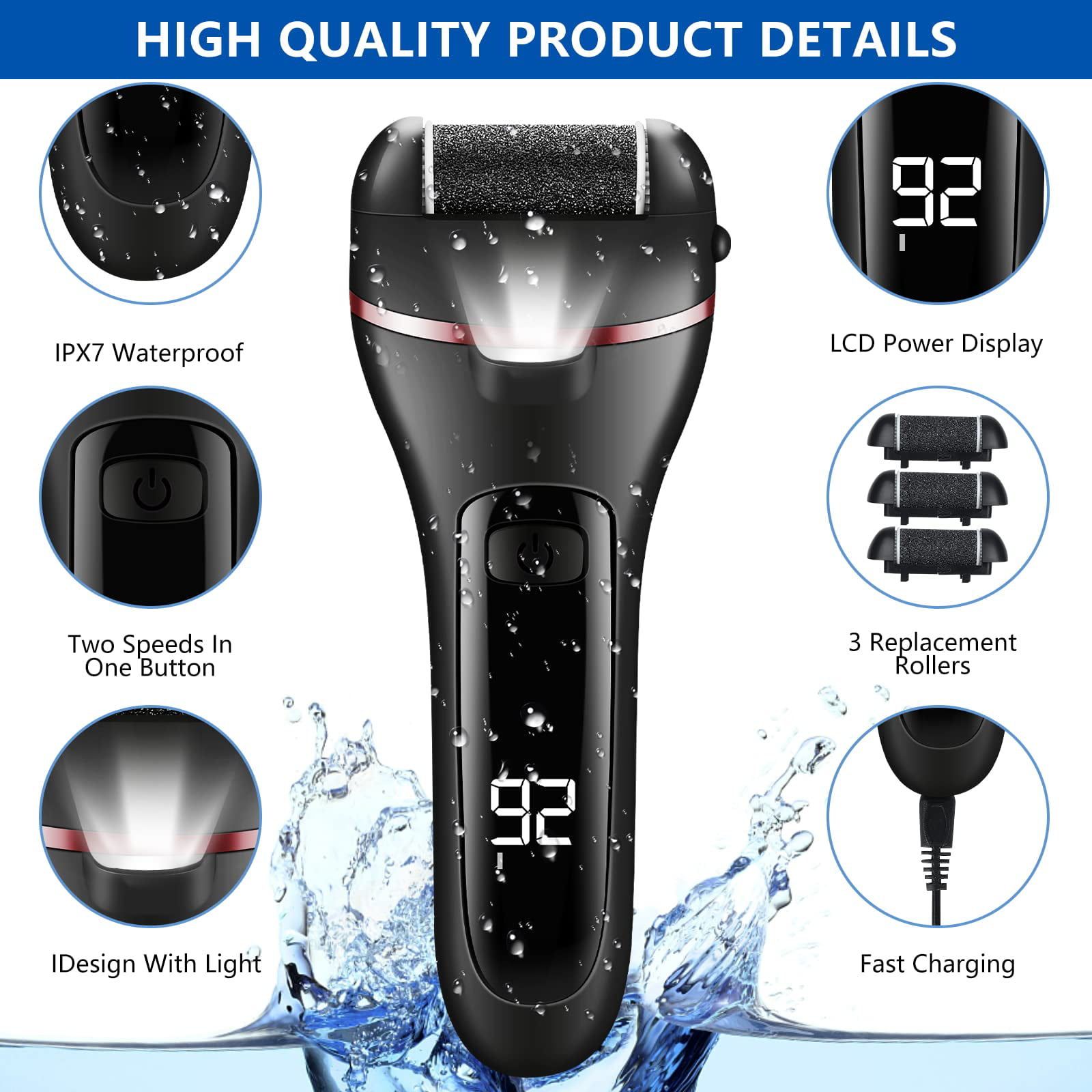 NiceBirdie Electric Callus Remover for Feet, Professional Foot File  Pedicure Tools Rechargeable Portable Waterproof Foot Scrubber Dead Skin  Remover